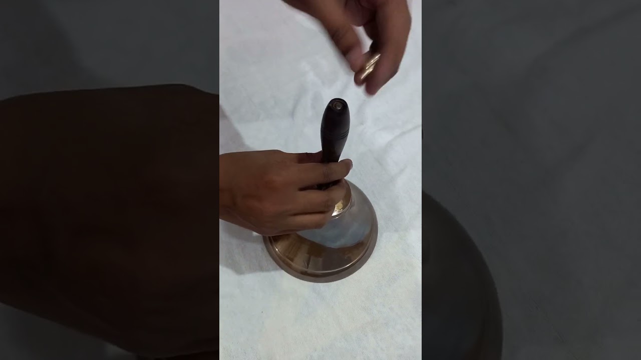 Heavy Solid Brass Hand Bell With Wood Handle Fitting