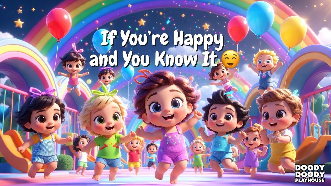 If You’re Happy and You Know It 🎶 | 3D Kids Song | DOODY DOODY PLAYHOUSE 🌟