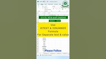 Use ISTEXT & ISNUMBER Formula for Separate Text & Value | #msexcel #ytviral #trendingshorts #ytshort