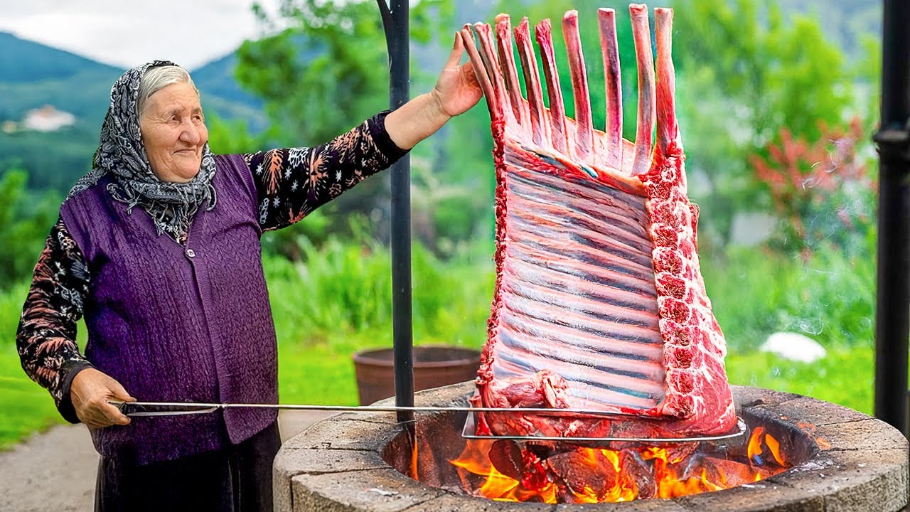 Секреты Бабушки Улдуз: Жареные Бараньи Ребрышки, Фаршированные Рисом, в Деревне!