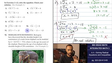 Big Ideas Math [IM3]: 4.4 - Solving Radical Equations and Inequalities (Lecture & Problem Set)