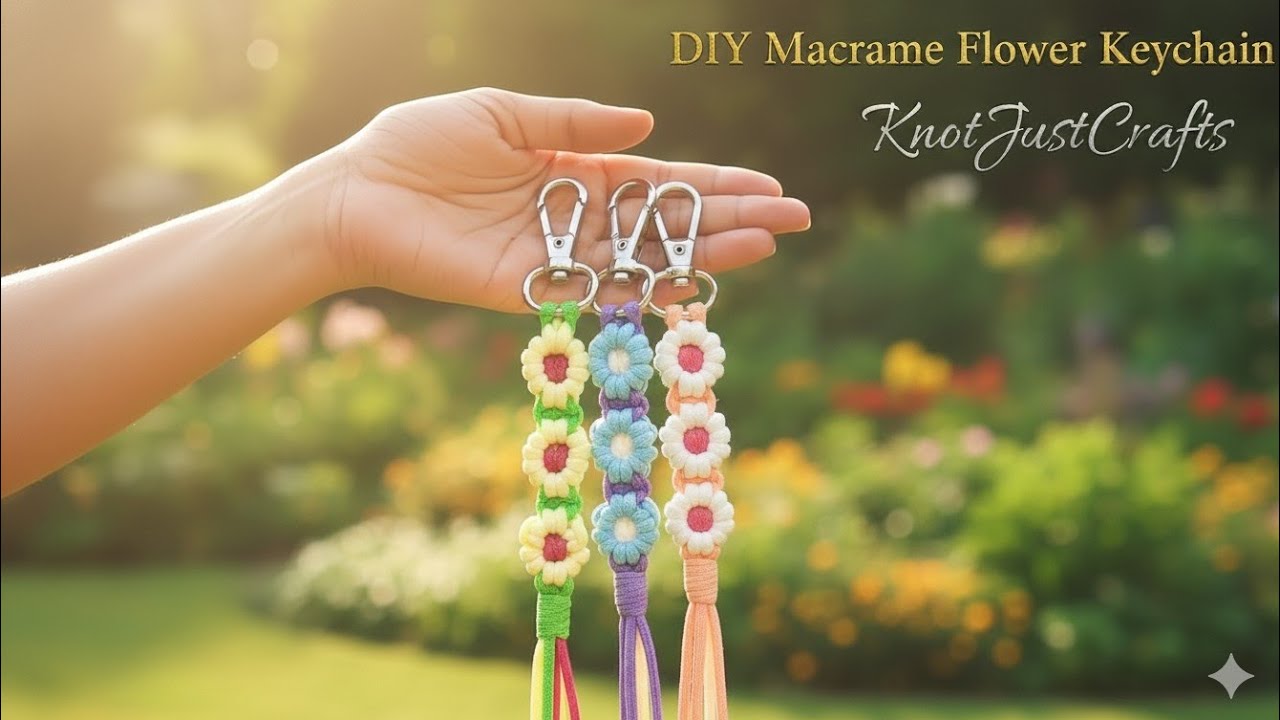Spring Craft Idea! Macrame Daisy Keychain DIY (Beginner-Friendly