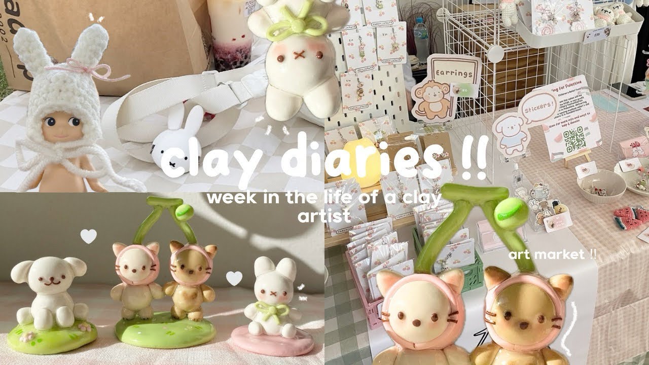 clay diaries 🌸 life as a clay artist, first art market & more !!