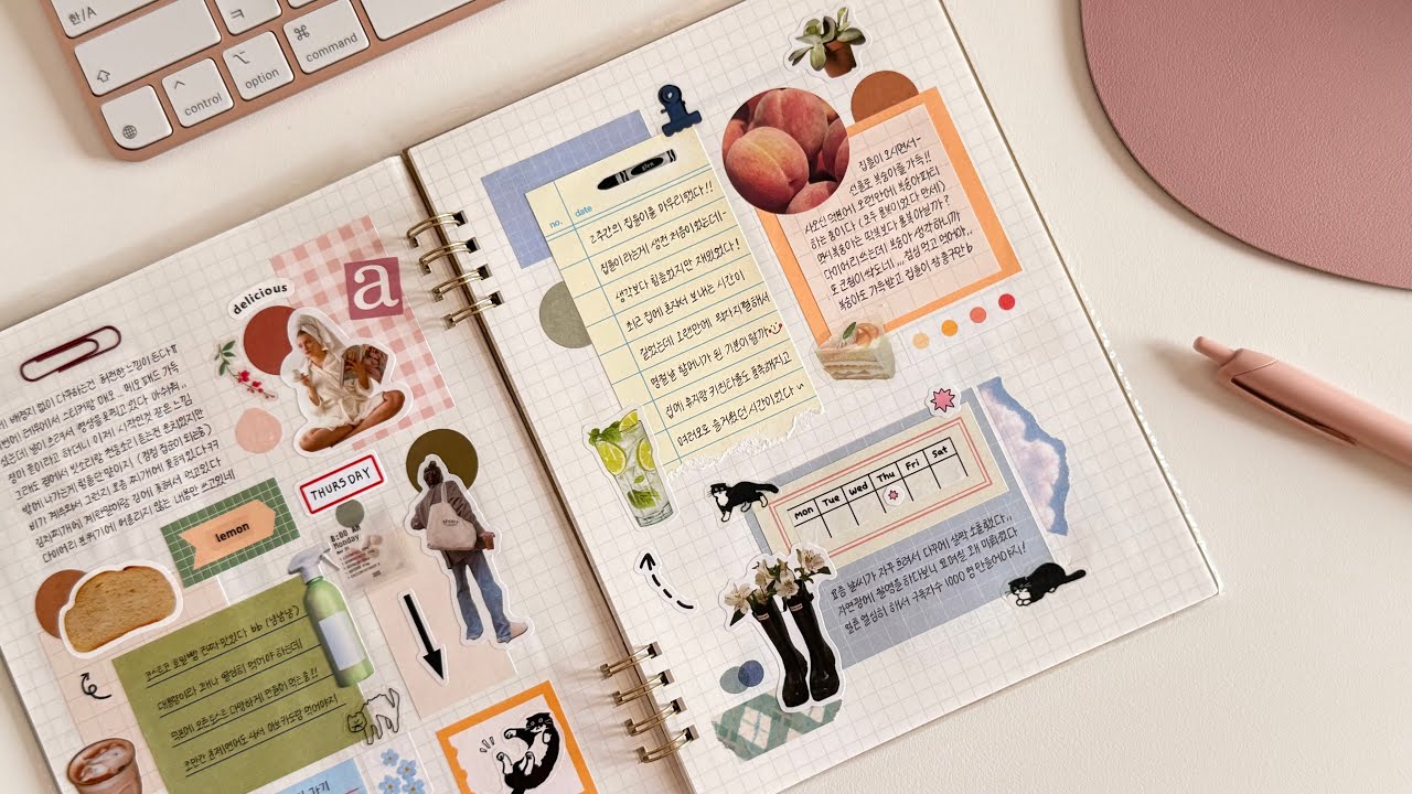 [다꾸 브이로그] 알록달록 스티커로 다이어리 꾸미기 .·˖*·⑅♡ | 다꾸 같이해요 🫧 | 감성다꾸