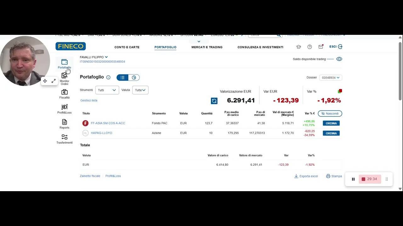 Sospensione PAC in Fineco