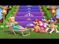 Mario Party 9 Step It Up Intense Challenge - Swimwear Rosalina Vs Mario Vs Luigi Vs Waluigi