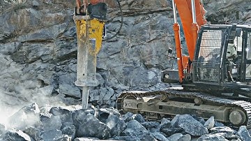 Rock Breaker working in mines - Tata Hitachi - Epiroc - Atlas Copco