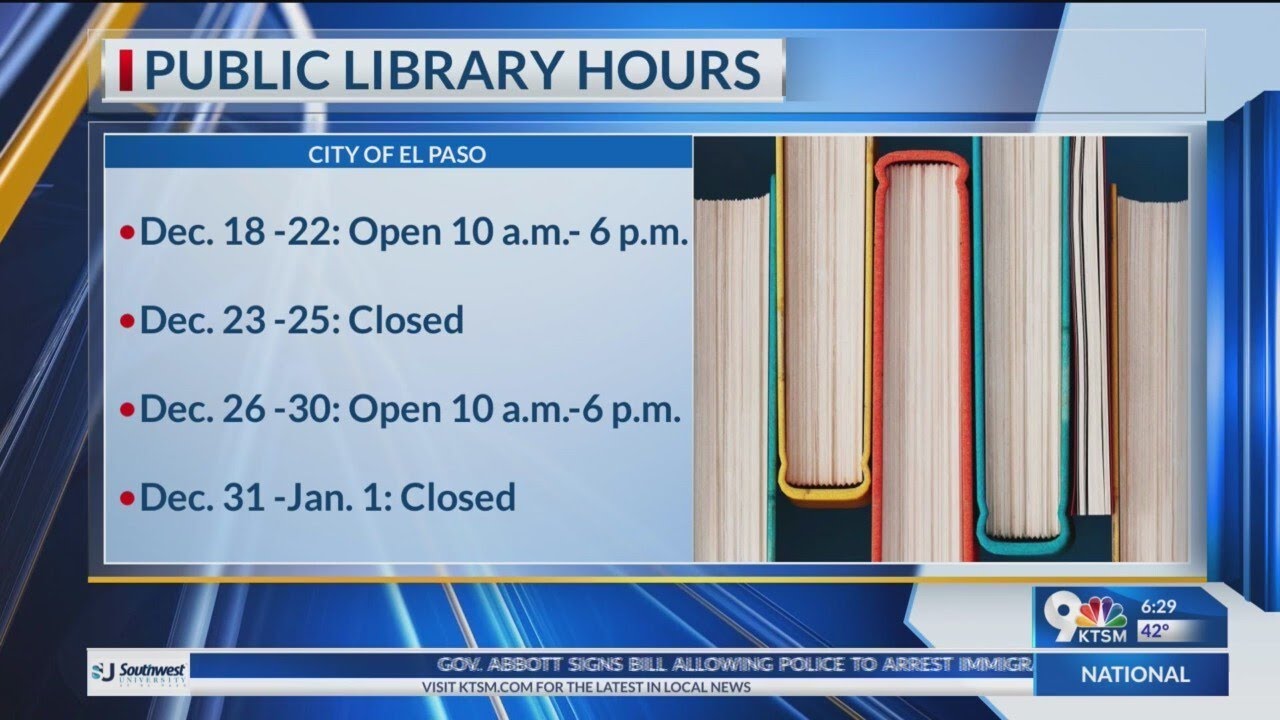 Here's an update on El Paso Public Library hours YouTube