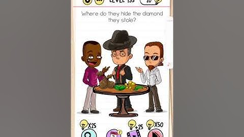 brain test level 135 Where do they hide the diamond they stole ?