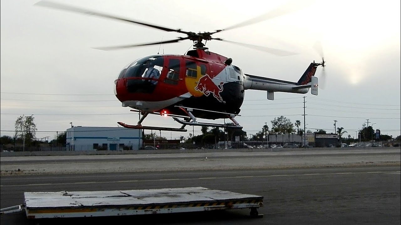 MBB Bo 105 Engine Start Helipad to Helipad Helicopter Red Bull N133EH