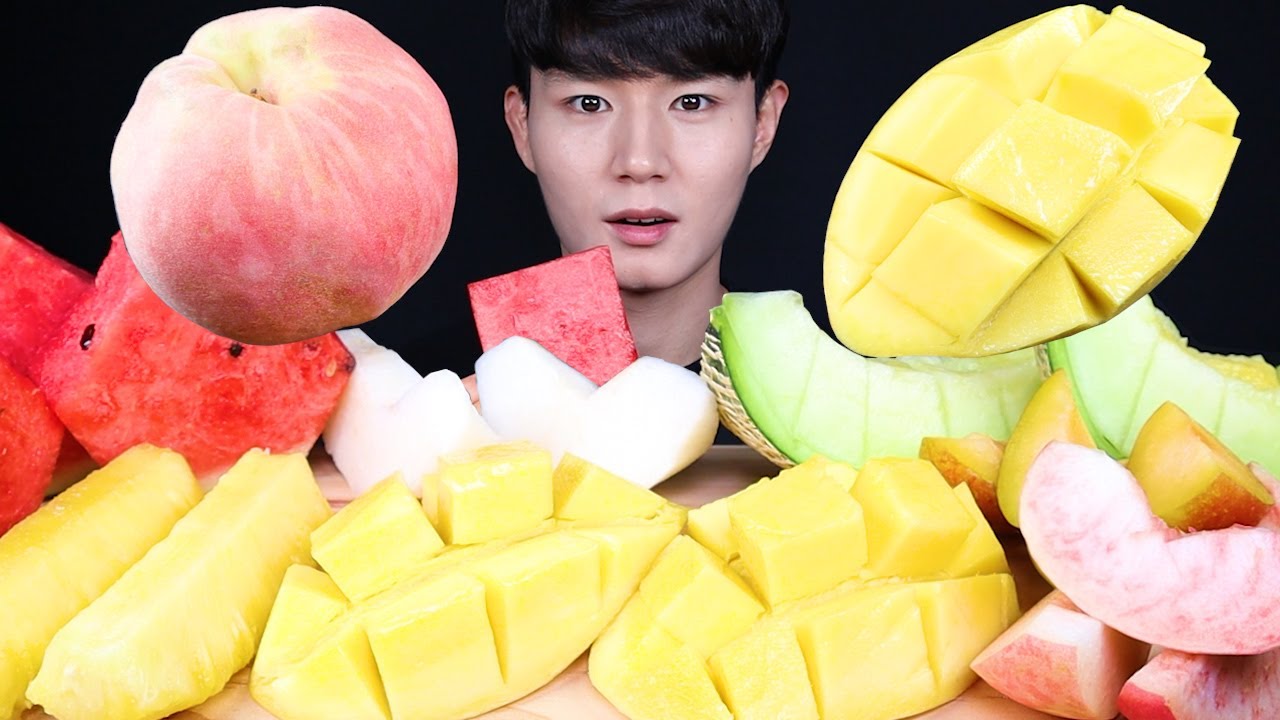 메론 수박 복숭아 망고 배 자두 파인애플 과일 먹방ASMR MUKBANG FRUIT (melon,mango,watermelon,poineapple)フルーツ eating sounds