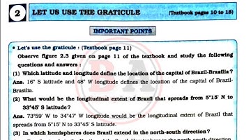 2. Let us Use the Graticule Answers | std 6th geography workbook answer