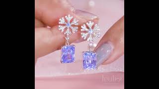 Jeulia "Fancy Snowflake" Emerald Cut Sterling Silver Drop Earrings - Jeulia.com