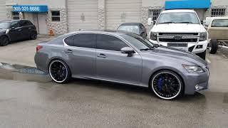 877-544-8473 22 Inch Azad AZ23 Black Chrome Lip Wheels Lexus GS350 Staggered Concave Rims Luxury