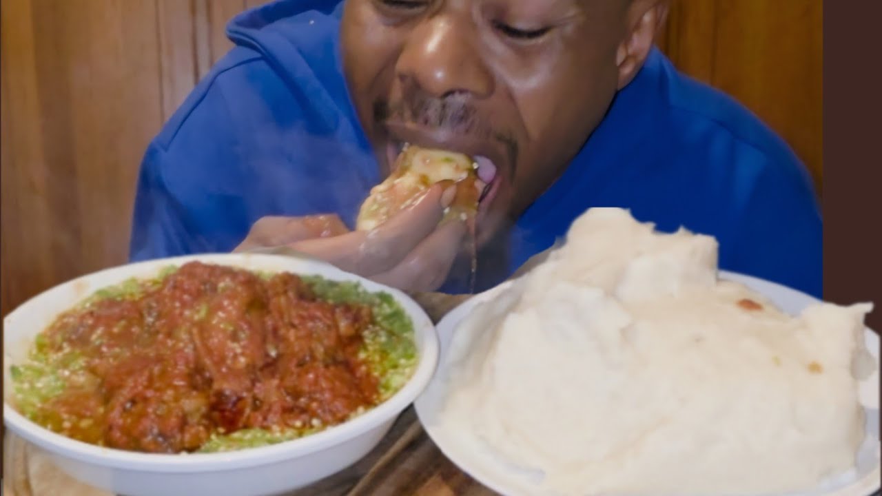 Big bites fufu eating | African food