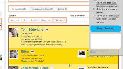 Using Skyscraper.JS to interactively scrape data from a website