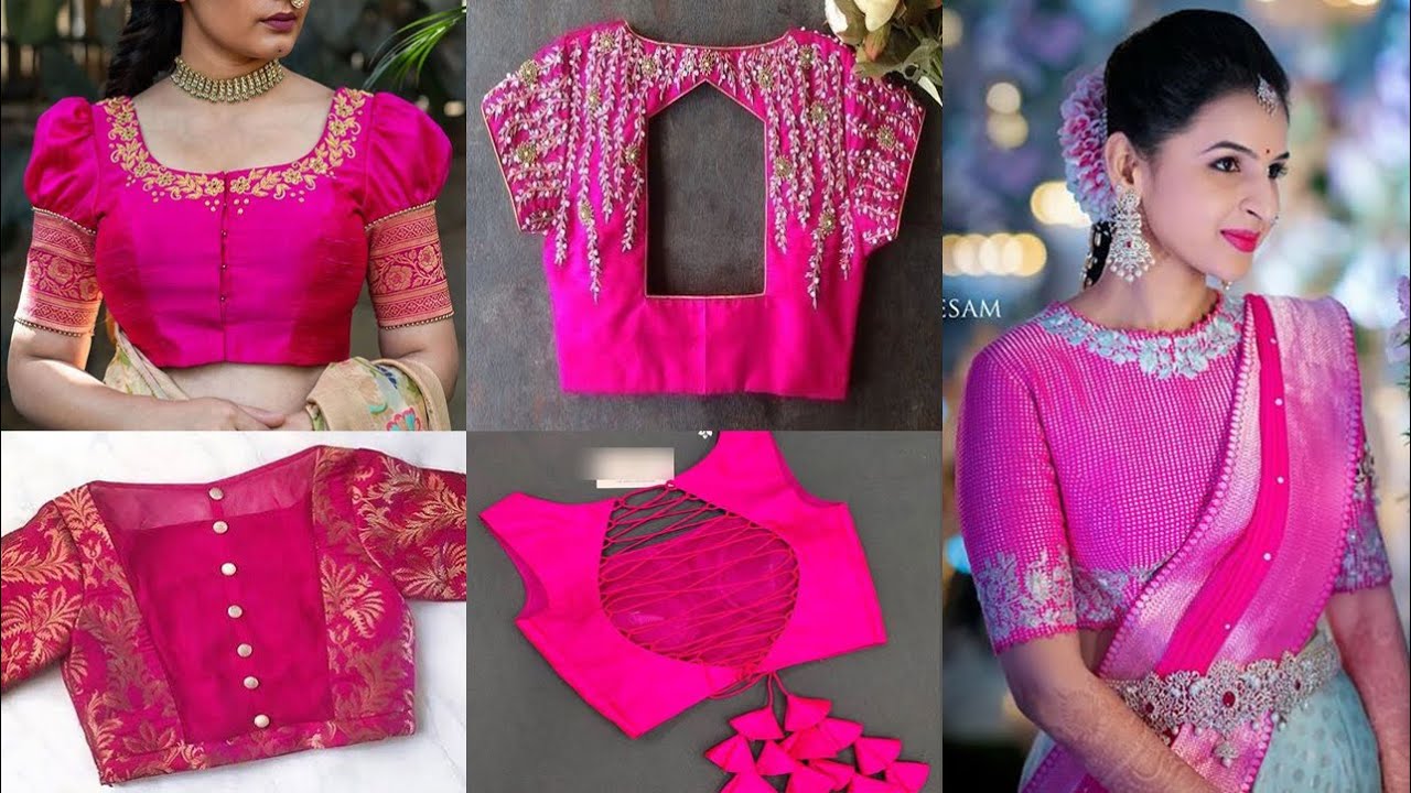 Latest Pink Saree Blouse Designs Ideas For Pink Colour Blouse Design Stunning Pink Blouse 