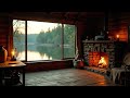 Riverside Cabin Evening — Evening Cozy Winter Ambience