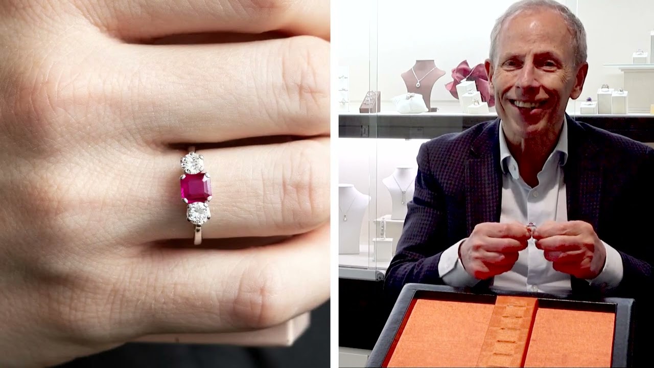 0.60ct Burmese Ruby and 0.66ct Diamond, Platinum Trilogy Ring - Antique Circa 1915 - C9685