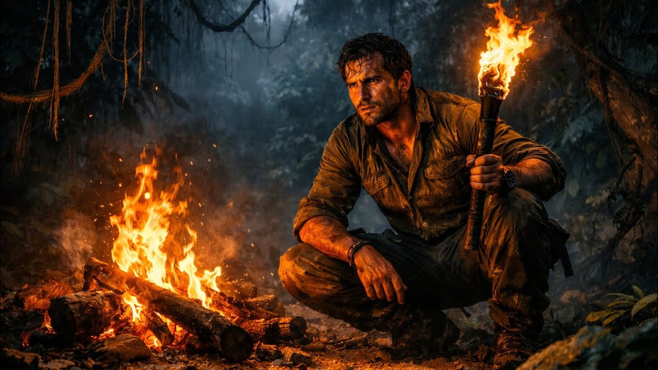 “Alone in the Jungle: Night Survival with Fire & Danger!” 🔥🌙
