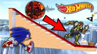 Super Smash Bros. Ultimate - Who Can OUTRUN The FLAMING SMASH BALL On The Hot Wheels Track?