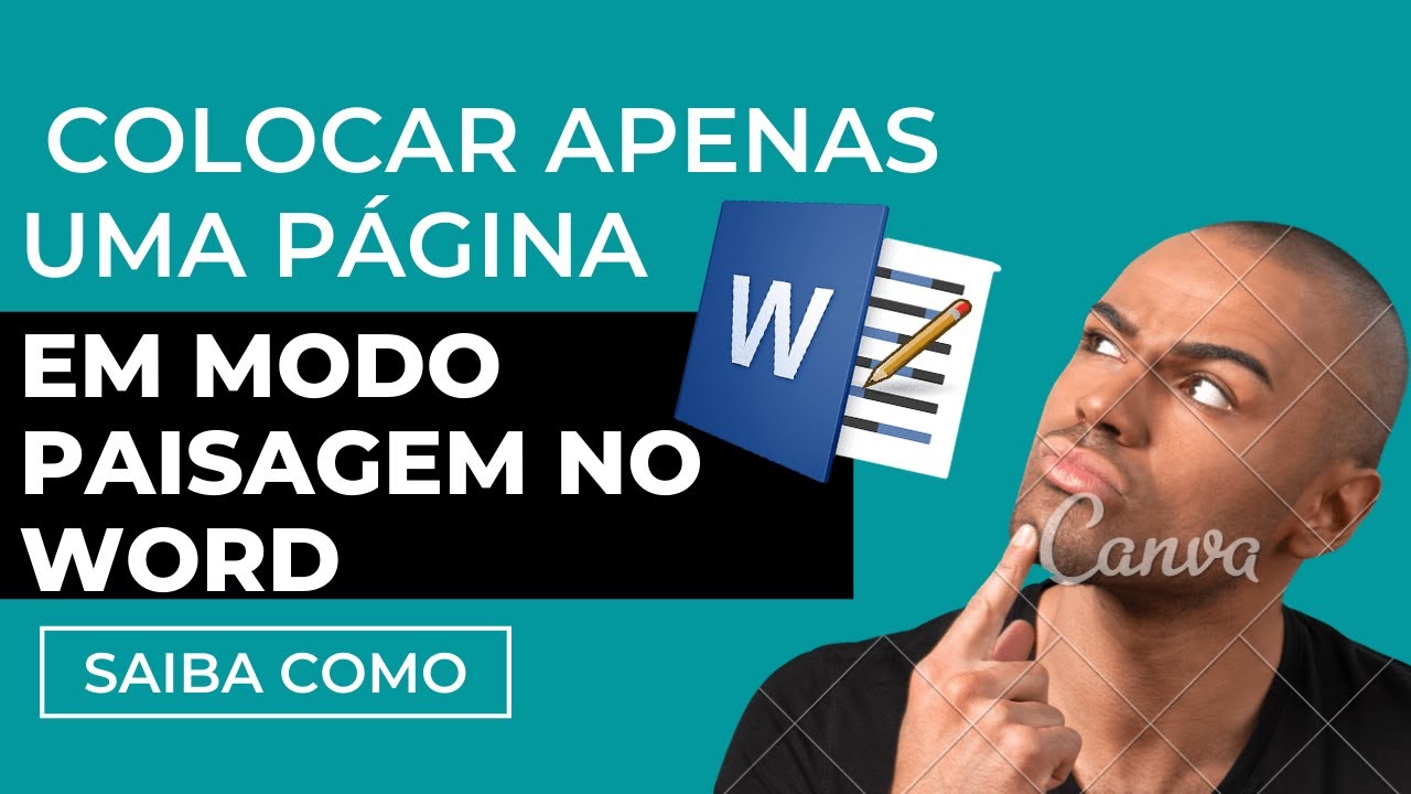 Como Colocar Apenas Uma P gina Do Word Em Paisagem YouTube