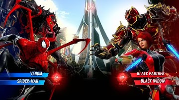 Red Venom & Spiderman VS Black Panther & Black Widow (Very Hard) - Marvel VS Capcom Infinite