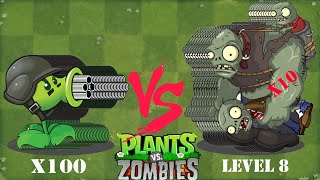 PVZ 1 Challenge - 100 Plants vs 10 Gargantuar Level 8 - Which Plant Can Win?