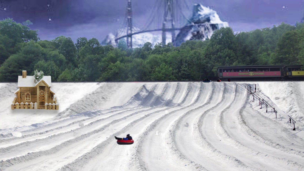 Fake Snow Tubing Beside A Fake Tweetsie Commuter Train YouTube