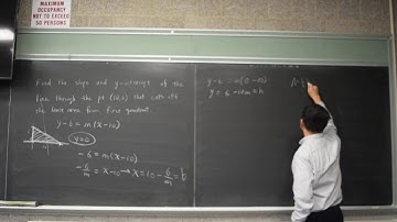 Optimization: line making triangle with first quadrant