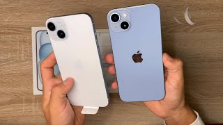 Unboxing iPhone 15 plus azul vs 14 plus cual comprar 📲