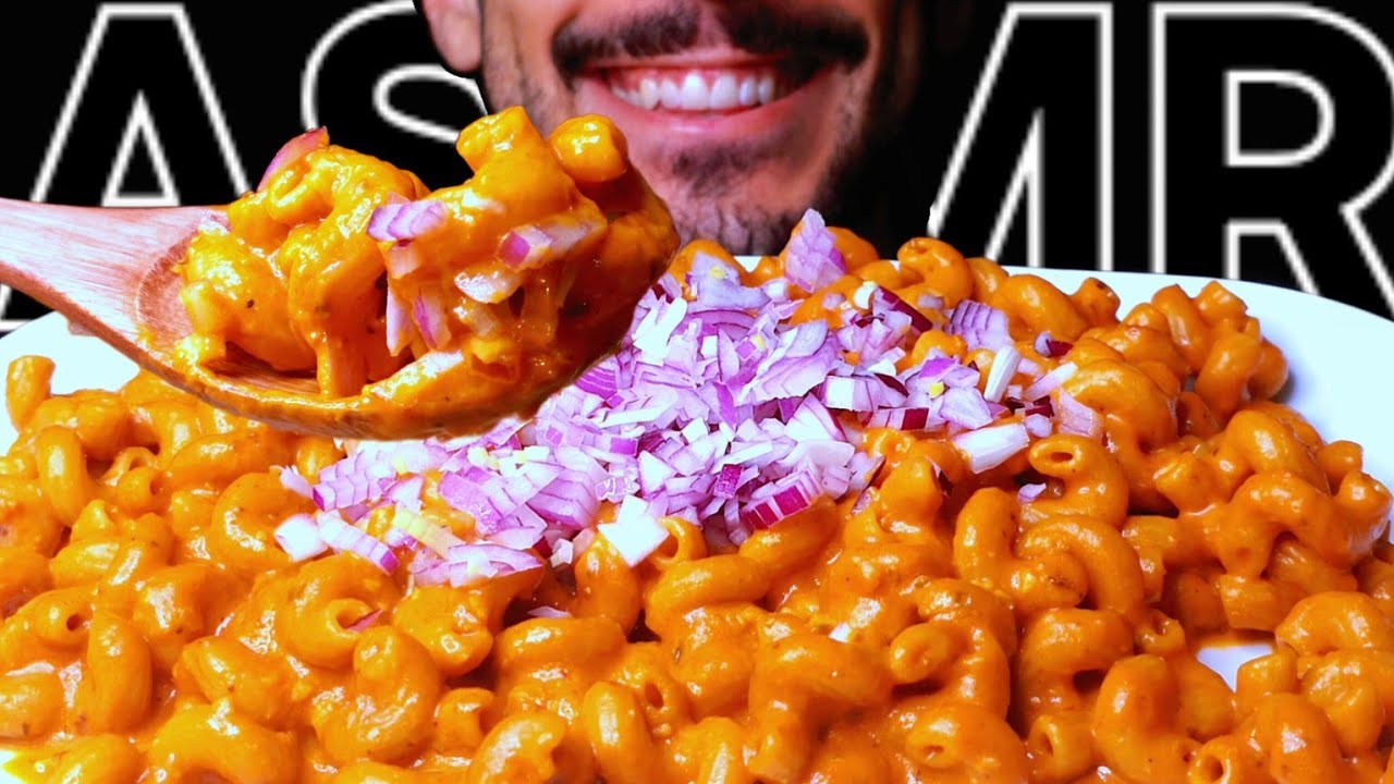 ASMR MACARONI RED ONION PASTA (EATING SOUNDS) NO TALKING MUKBANG