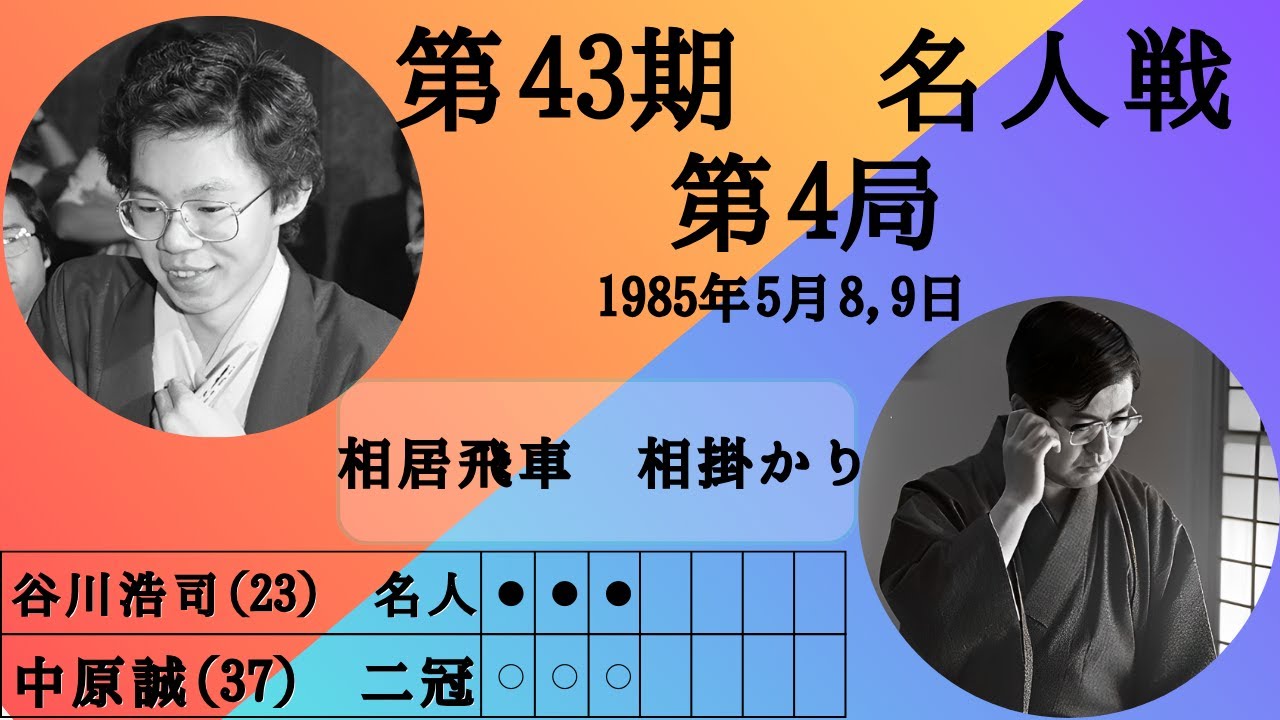 将棋】名局のAI解析 第四十三期名人戦七番勝負第四局 中原誠VS谷川浩司