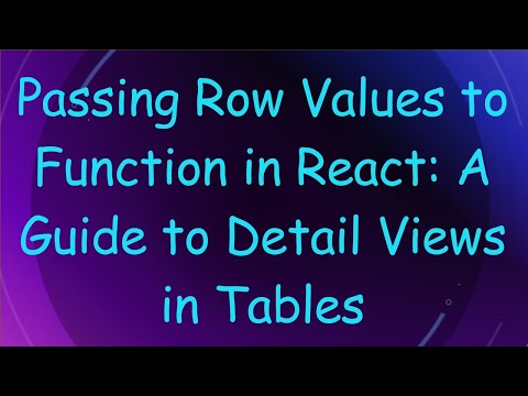Passing Row Values