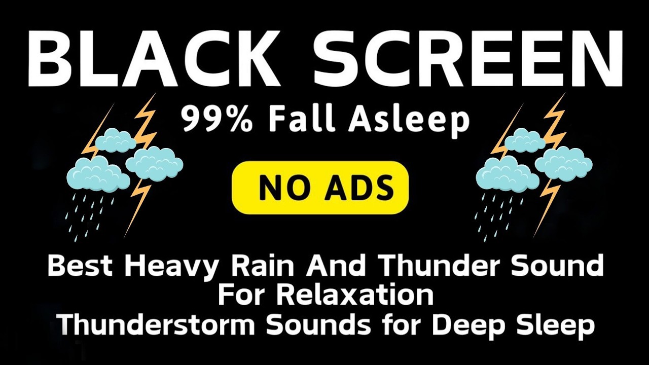 🔴 Heavy Rain and Thunder Sounds for Sleeping 💤 Black Screen | Pure Relaxation Sounds