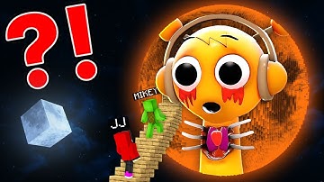 JJ and Mikey Build The LONGEST STAIRS to SCARY SPRUNKI PLANET in Minecraft Maizen!