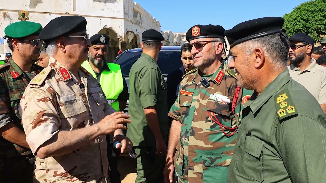 جانب من الجولة الجوية للقائد العام  بالطيران العمودي على مدن ومناطق الجبل الأخضر  وشوارع وأحياء درنة