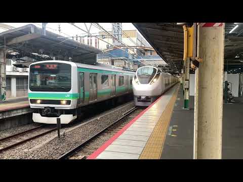 松戸駅3番線ホーム　E657系特急ひたち・ときわ　通過