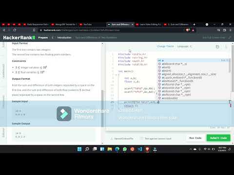 SUM AND DIFFERENCE OF TWO NUMBER  || HACKER RANK SOLUTION IN C LANGUAGE