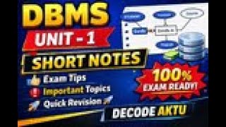 DBMS Unit-1 One Shot Revision | AKTU | Short Notes + Exam Tips