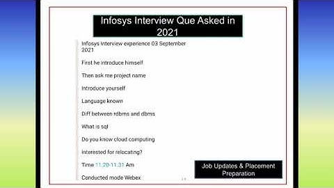 Infosys Interview 3 September 2021 Experience 🤩 Infosys Interview Questions Discussion must prepare👍