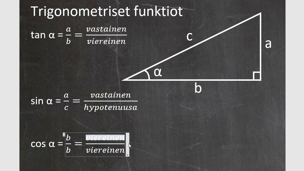 Kurssi 9: Trigonometriaa ja kirjainlaskentaa: osa4: Trigonometriset funktiot