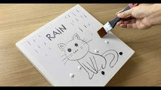 Daily challenge #83 / Acrylic painting / Cat in the rain