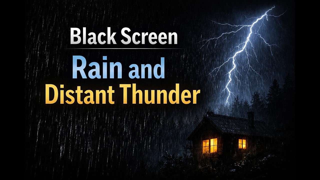 Fall Asleep Fast with Rain and Distant Thunder 🌧️ Black Screen