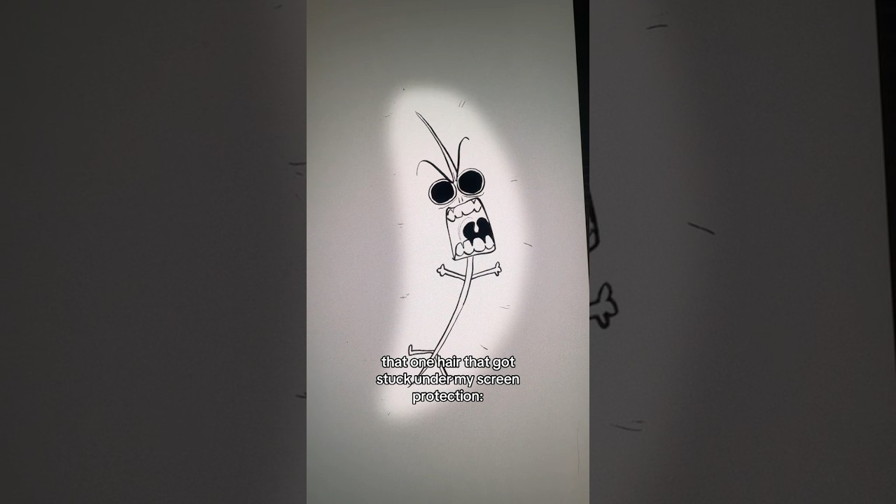 hair stuck under the screen protector: