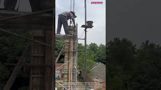 🏗️🪣 High-Efficiency Vertical Hoist Lift and Column Concrete Pouring Hacks