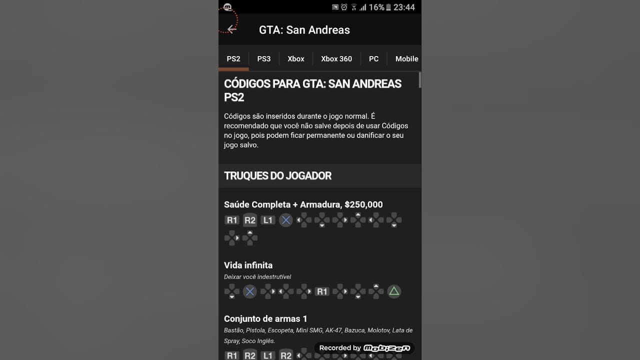 Códigos GTA San Andreas para PS2, PC, Android, Xbox One, PS3 e mais