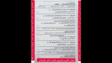 امتحان القرآن الكريم والتجويد للصف الثانى الإعدادى الترم الثاني مهم جدا للطلاب والطالبات