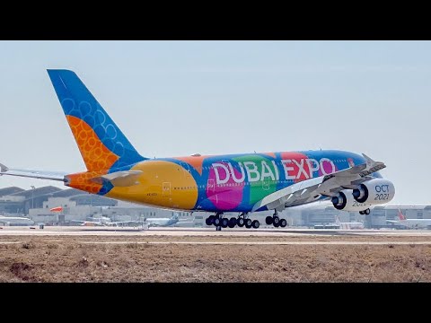 Emirates ‘Dubai Expo’ Airbus A380-800 [A6-EEU] landing in Los Angeles