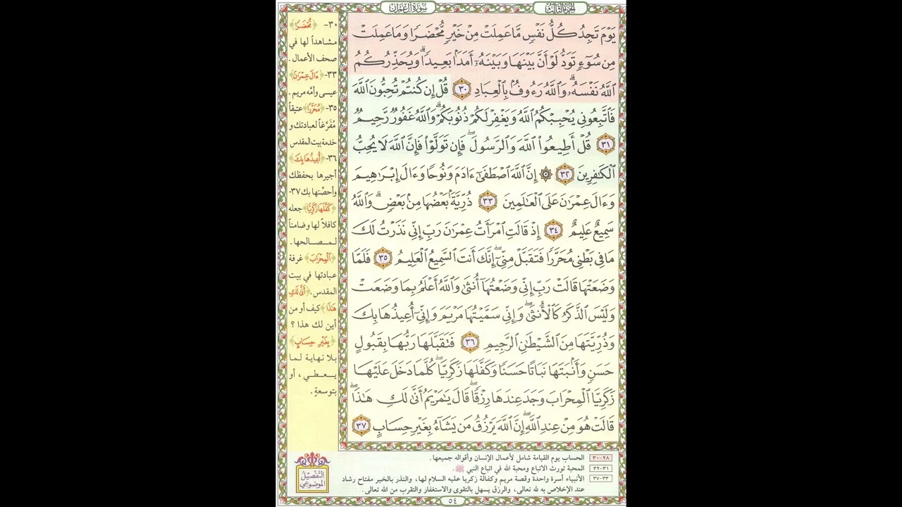 تحفيظ القران - سورة آل عمران صفحة 54 - مكررة 5 مرات - بصوت الشيخ الحصري